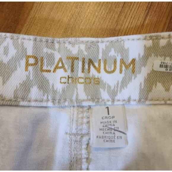 Chico's Platinum Cropped Printed Stretch Jeans Pants - Picture 4 of 8